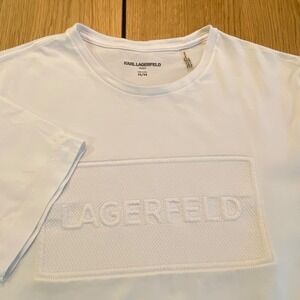 Karl Lagerfeld Paris Men's Shirt White Textured 3d Logo Size Meduim